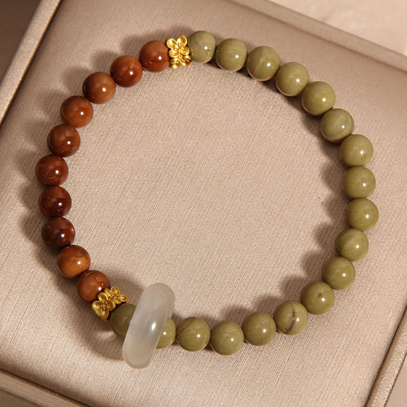 Pulsera de Buddha Stones de Ágata Natural de Alashan Semilla de Kuka para Animar