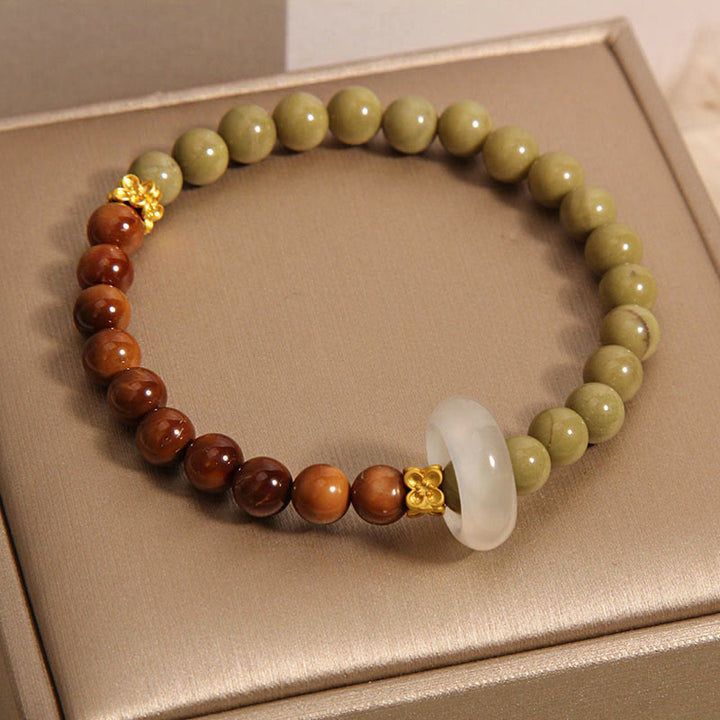 Pulsera de Buddha Stones de Ágata Natural de Alashan Semilla de Kuka para Animar