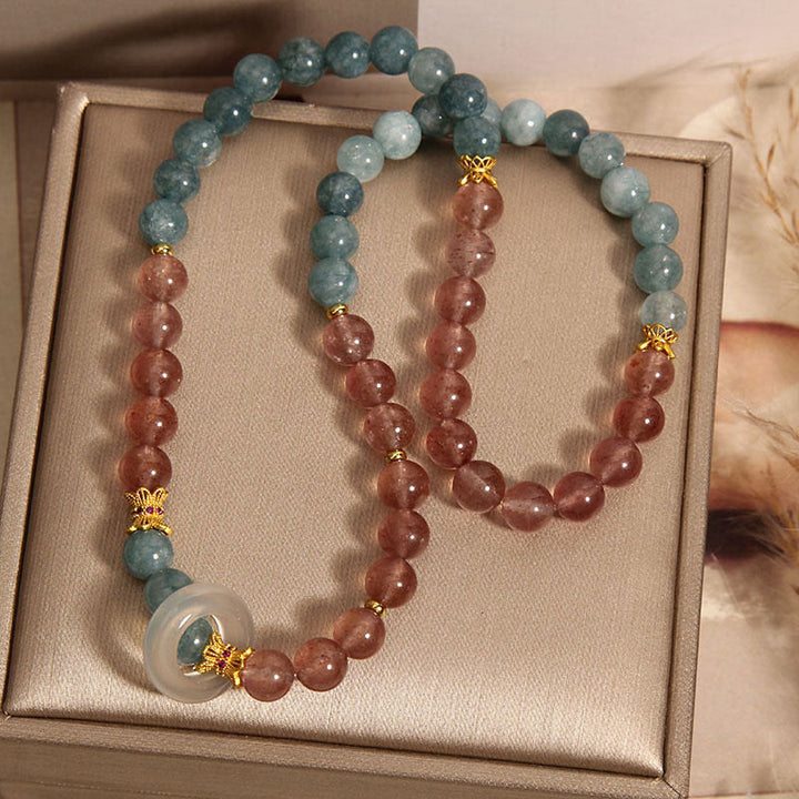 Pulsera de Abundancia y Suerte de Jade y Cuarzo Fresa Buddha Stones