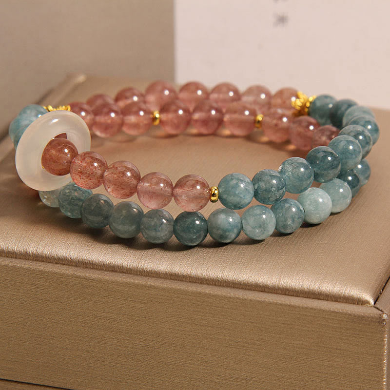 Pulsera de Abundancia y Suerte de Jade y Cuarzo Fresa Buddha Stones