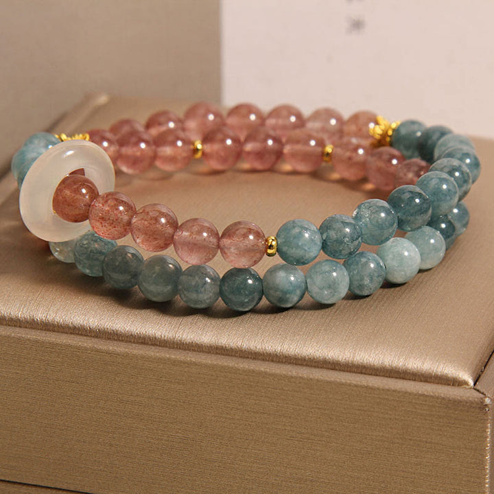 Pulsera de Abundancia y Suerte de Jade y Cuarzo Fresa Buddha Stones