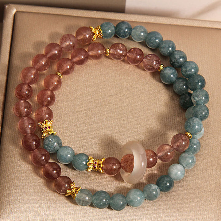 Pulsera de Abundancia y Suerte de Jade y Cuarzo Fresa Buddha Stones