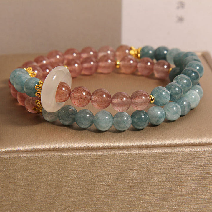 Pulsera de Abundancia y Suerte de Jade y Cuarzo Fresa Buddha Stones