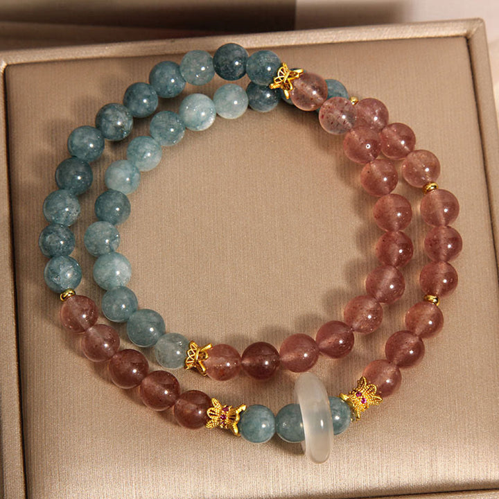 Pulsera de Abundancia y Suerte de Jade y Cuarzo Fresa Buddha Stones