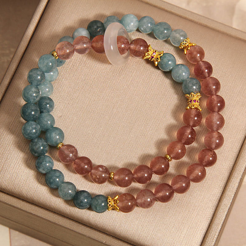 Pulsera de Abundancia y Suerte de Jade y Cuarzo Fresa Buddha Stones