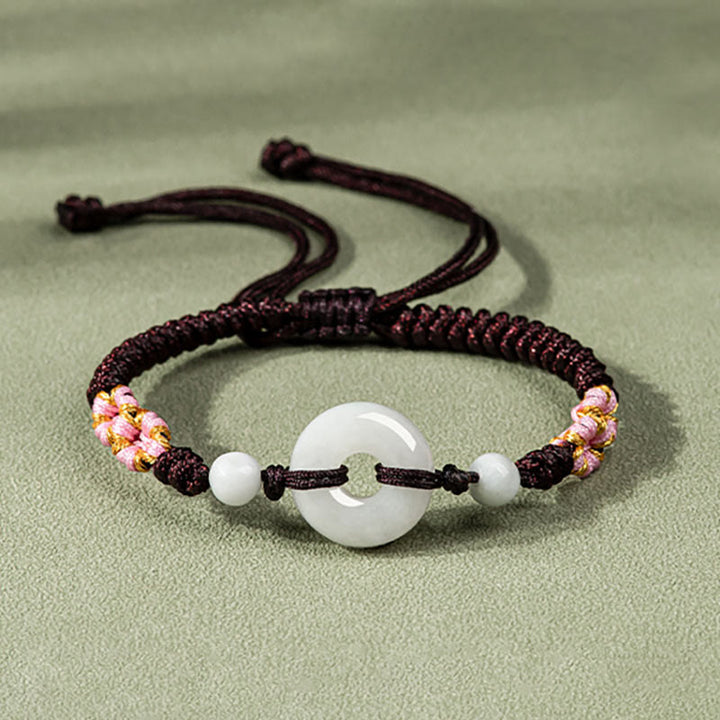 Buddha Stones Pulsera de Cuerda Roja con Jade de Suerte y Abundancia