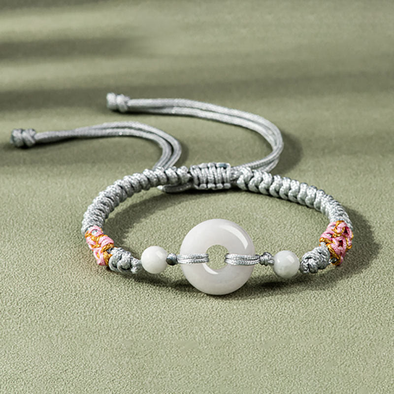 Buddha Stones Pulsera de Cuerda Roja con Jade de Suerte y Abundancia
