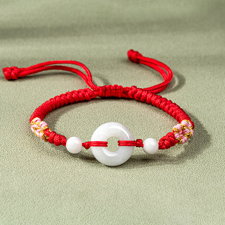 Buddha Stones Pulsera de Cuerda Roja con Jade de Suerte y Abundancia