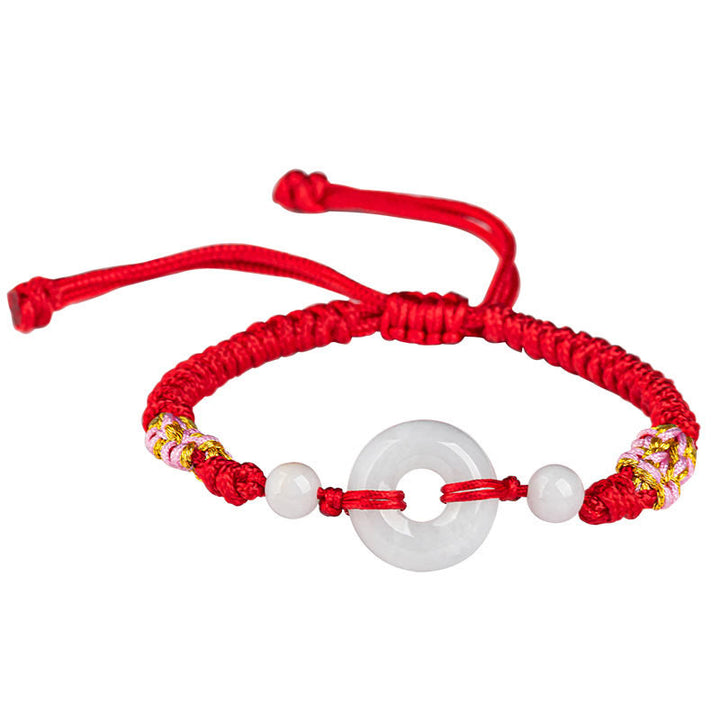 Buddha Stones Pulsera de Cuerda Roja con Jade de Suerte y Abundancia