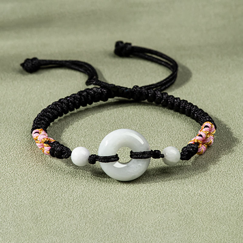 Buddha Stones Pulsera de Cuerda Roja con Jade de Suerte y Abundancia