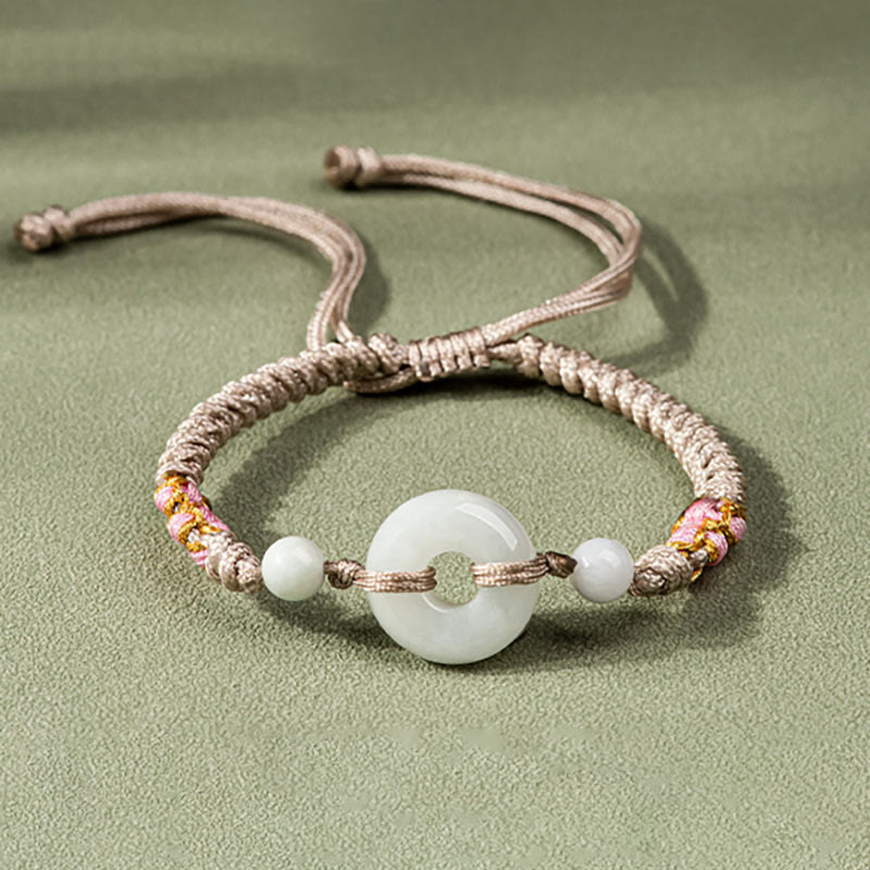 Buddha Stones Pulsera de Cuerda Roja con Jade de Suerte y Abundancia