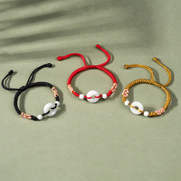 Buddha Stones Pulsera de Cuerda Roja con Jade de Suerte y Abundancia