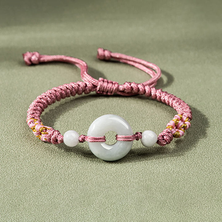 Buddha Stones Pulsera de Cuerda Roja con Jade de Suerte y Abundancia