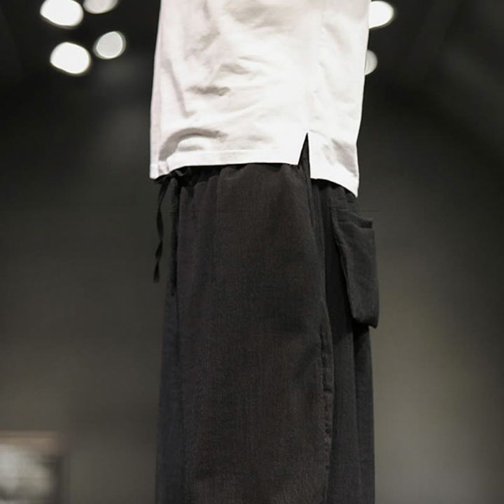 Buddha Stones Pantalones cortos de verano para hombre de algodón y lino con bolsillos - image 33