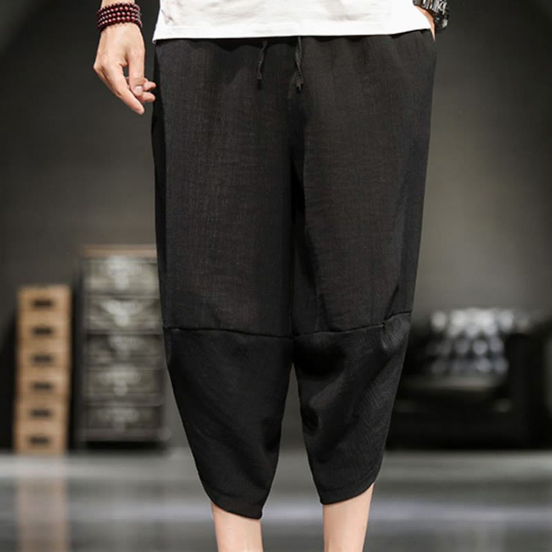 Buddha Stones Pantalones cortos de verano para hombre de algodón y lino con bolsillos - image 31