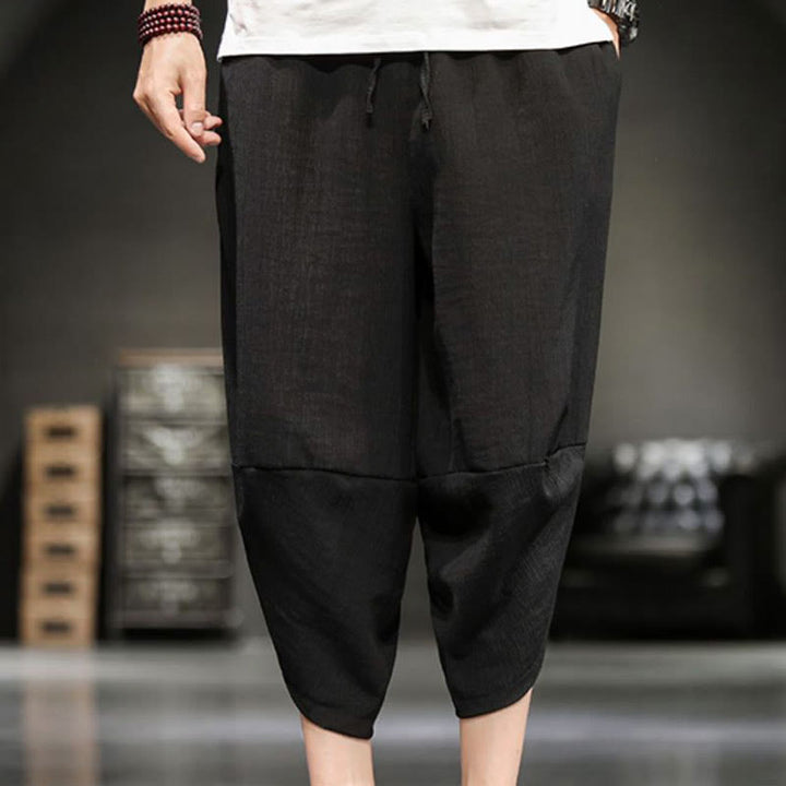Buddha Stones Pantalones cortos de verano para hombre de algodón y lino con bolsillos - image 31