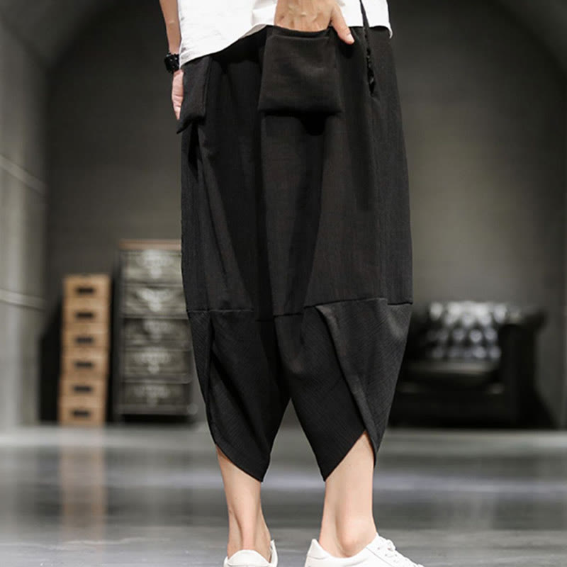 Buddha Stones Pantalones cortos de verano para hombre de algodón y lino con bolsillos - image 27