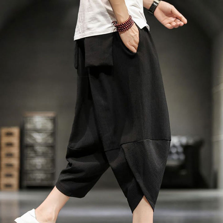 Buddha Stones Pantalones cortos de verano para hombre de algodón y lino con bolsillos - image 27