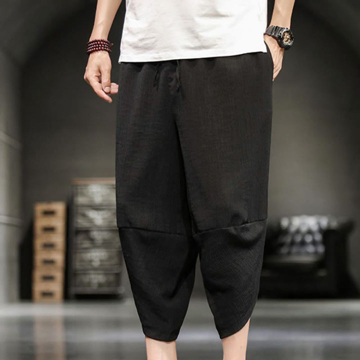 Buddha Stones Pantalones cortos de verano para hombre de algodón y lino con bolsillos - image 30