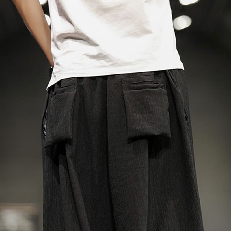 Buddha Stones Pantalones cortos de verano para hombre de algodón y lino con bolsillos - image 34