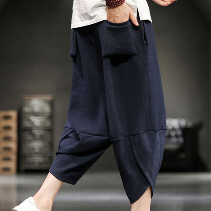 Buddha Stones Pantalones cortos de verano para hombre de algodón y lino con bolsillos - image 19