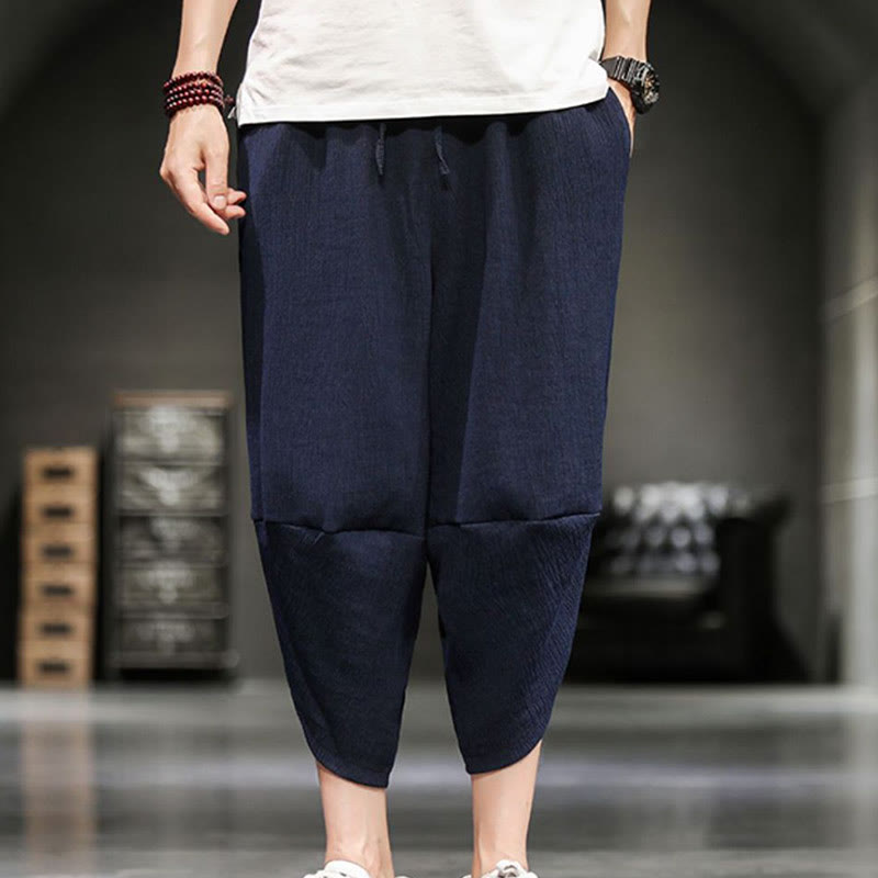 Buddha Stones Pantalones cortos de verano para hombre de algodón y lino con bolsillos - image 18