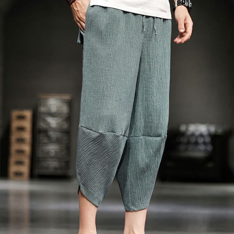Buddha Stones Pantalones cortos de verano para hombre de algodón y lino con bolsillos - image 11