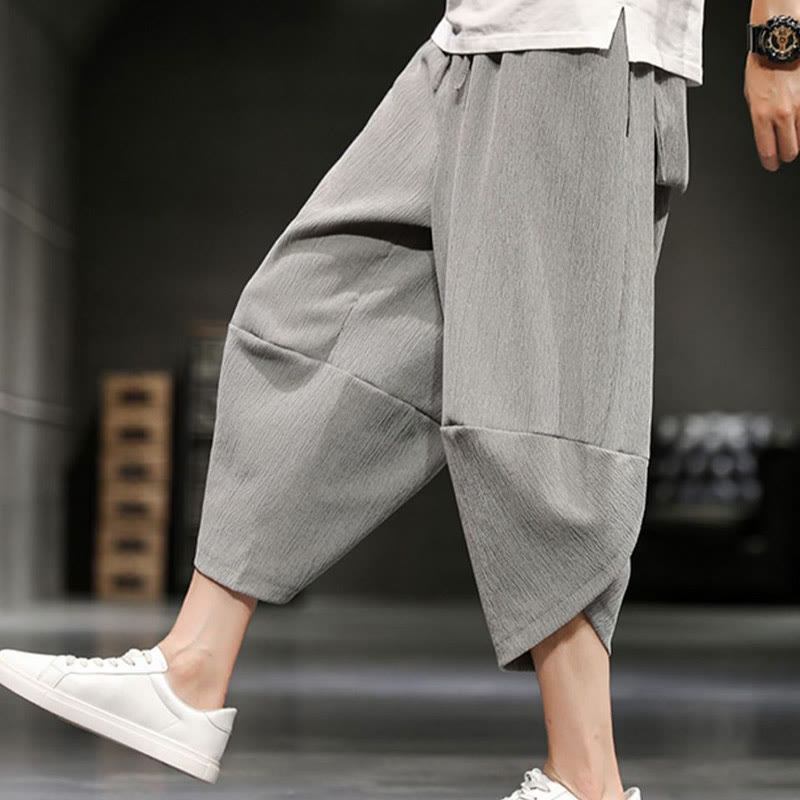 Buddha Stones Pantalones cortos de verano para hombre de algodón y lino con bolsillos - Gris claro - US/UK/AU46, EU56 (5XL)  - image 1