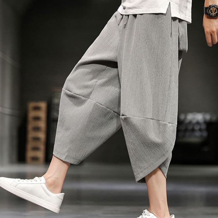 Buddha Stones Pantalones cortos de verano para hombre de algodón y lino con bolsillos - Gris claro - US/UK/AU46, EU56 (5XL)  - image 1