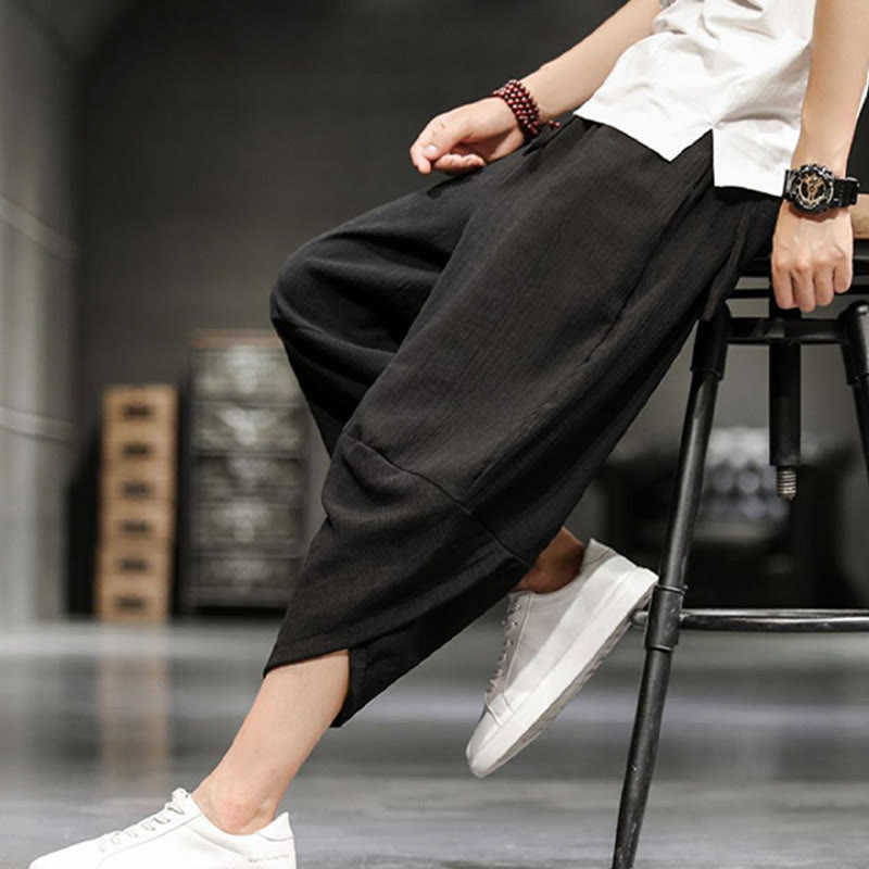 Buddha Stones Pantalones cortos de verano para hombre de algodón y lino con bolsillos - image 29