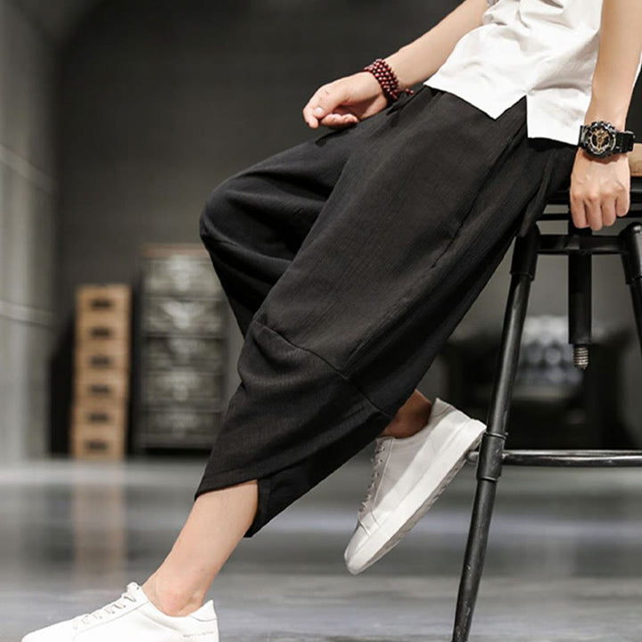 Buddha Stones Pantalones cortos de verano para hombre de algodón y lino con bolsillos - image 29