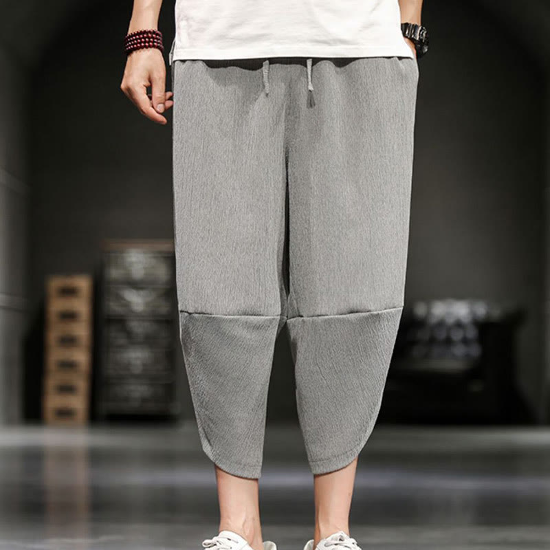 Buddha Stones Pantalones cortos de verano para hombre de algodón y lino con bolsillos - image 9