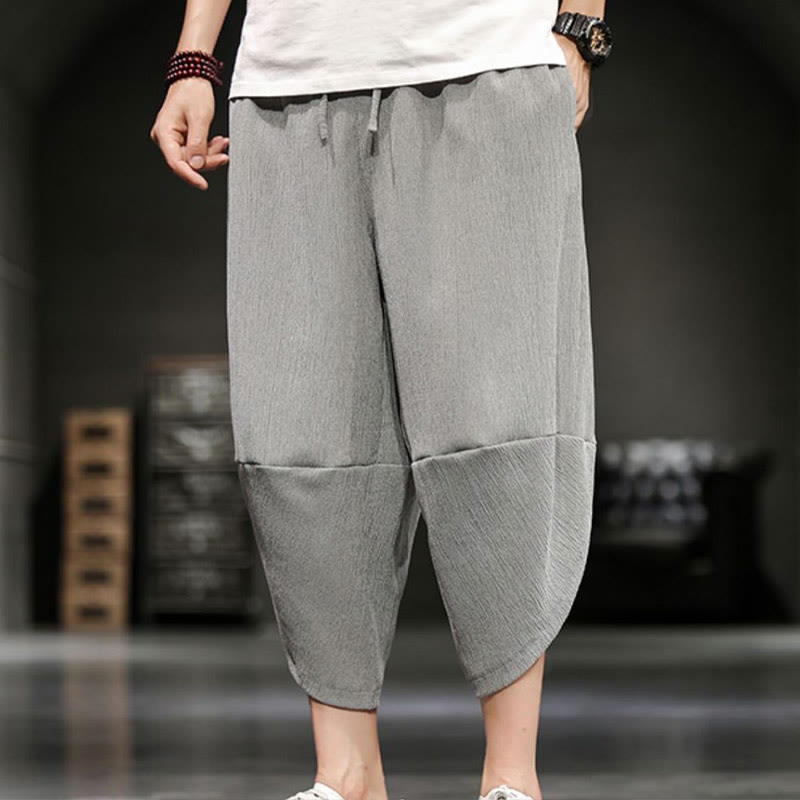 Buddha Stones Pantalones cortos de verano para hombre de algodón y lino con bolsillos - image 8