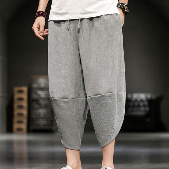Buddha Stones Pantalones cortos de verano para hombre de algodón y lino con bolsillos - image 8