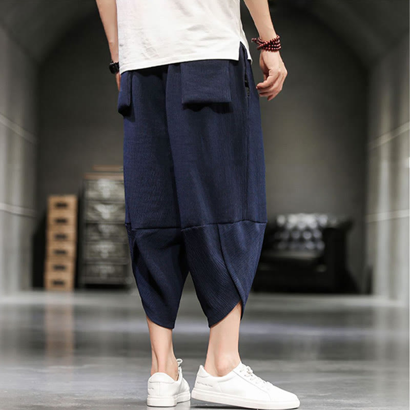 Buddha Stones Pantalones cortos de verano para hombre de algodón y lino con bolsillos - image 20