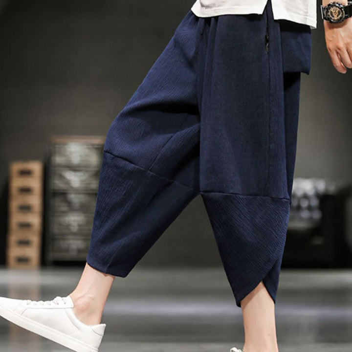 Buddha Stones Pantalones cortos de verano para hombre de algodón y lino con bolsillos - image 23