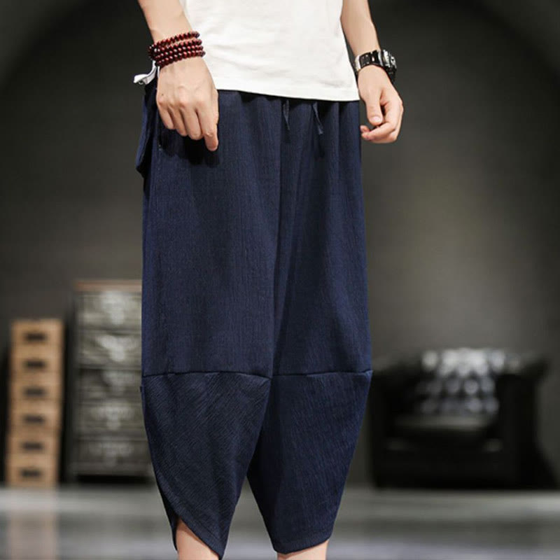 Buddha Stones Pantalones cortos de verano para hombre de algodón y lino con bolsillos - image 24