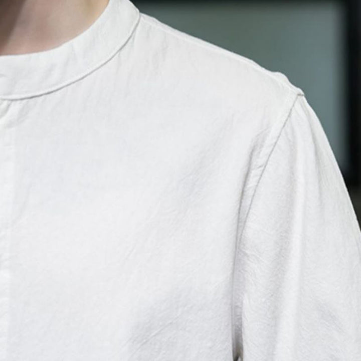 Camisa de algodón de media manga para hombre de color liso de Buddha Stones - image 9