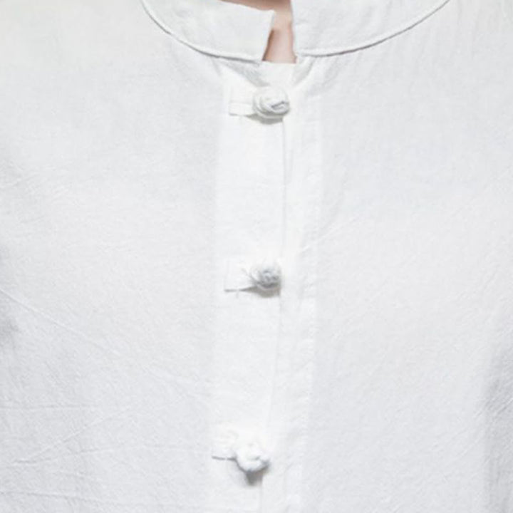 Camisa de algodón de media manga para hombre de color liso de Buddha Stones - image 9