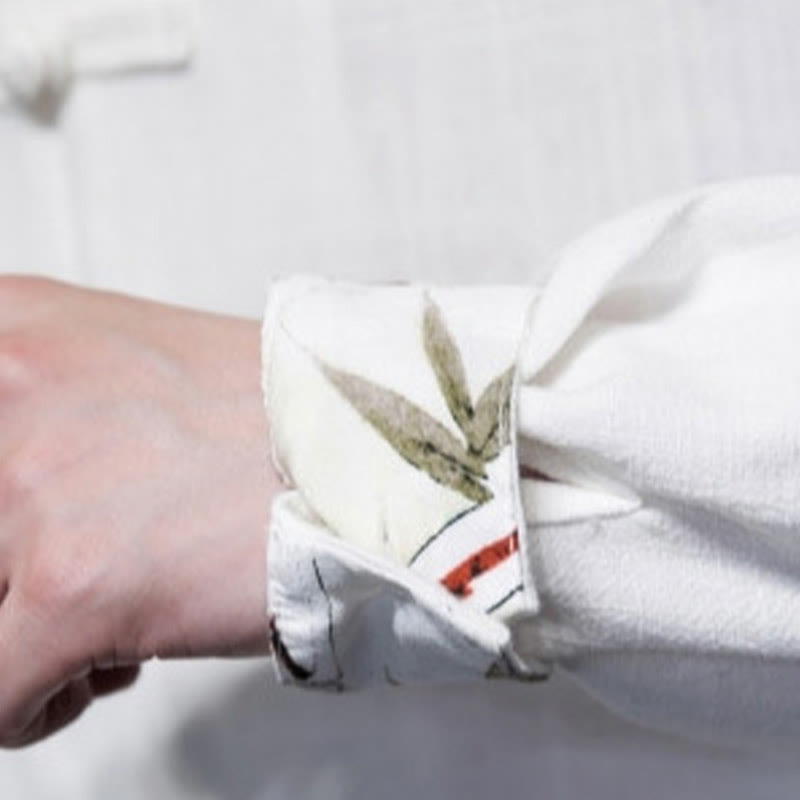 Buddha Stones Camisa de Traje Tang con Botón de Ranas Chino y Hoja de Bambú de Manga Larga de Algodón y Lino para Hombres - image 5