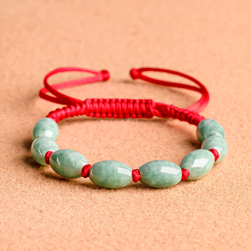 Pulsera de Cuerda Roja con Jade de la Suerte de Buddha Stones