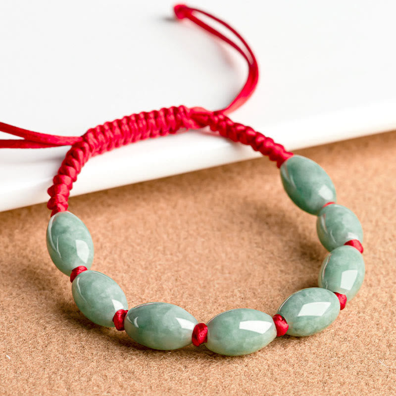 Pulsera de Cuerda Roja con Jade de la Suerte de Buddha Stones