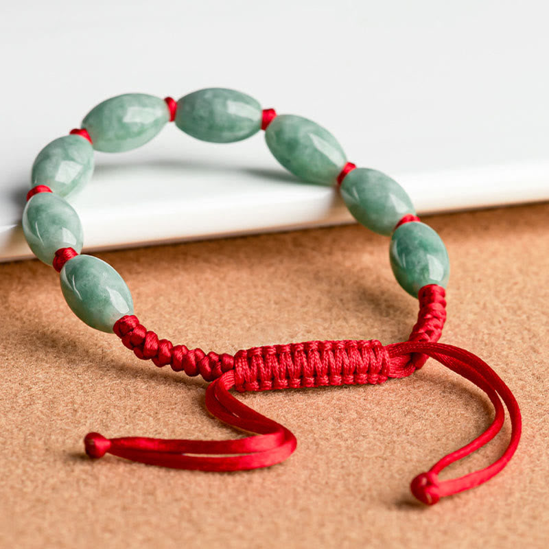 Pulsera de Cuerda Roja con Jade de la Suerte de Buddha Stones