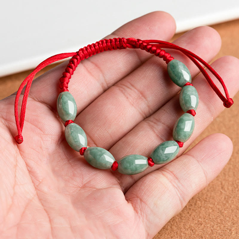Pulsera de Cuerda Roja con Jade de la Suerte de Buddha Stones