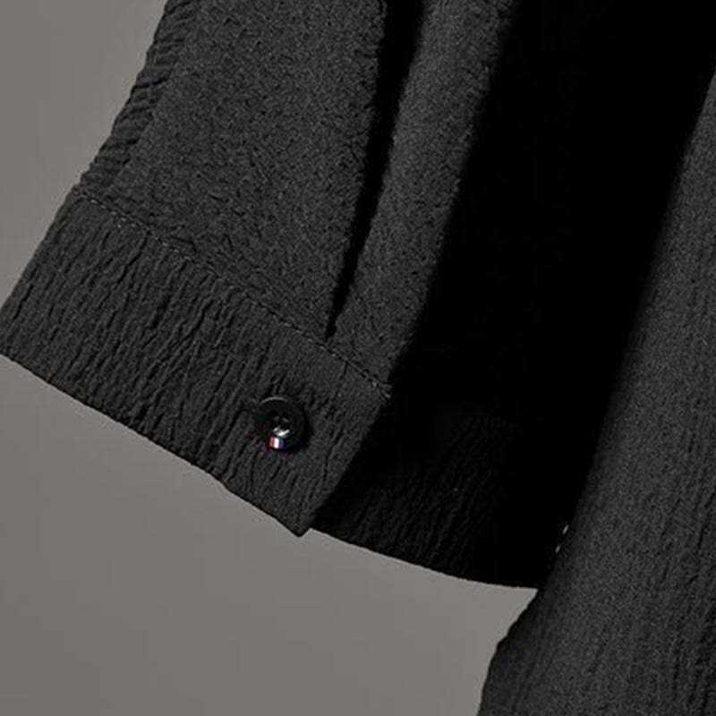 Buddha Stones Camisa de manga tres cuartos con cuello en V de color sólido Pantalones casuales Conjunto de ropa para hombre - image 14