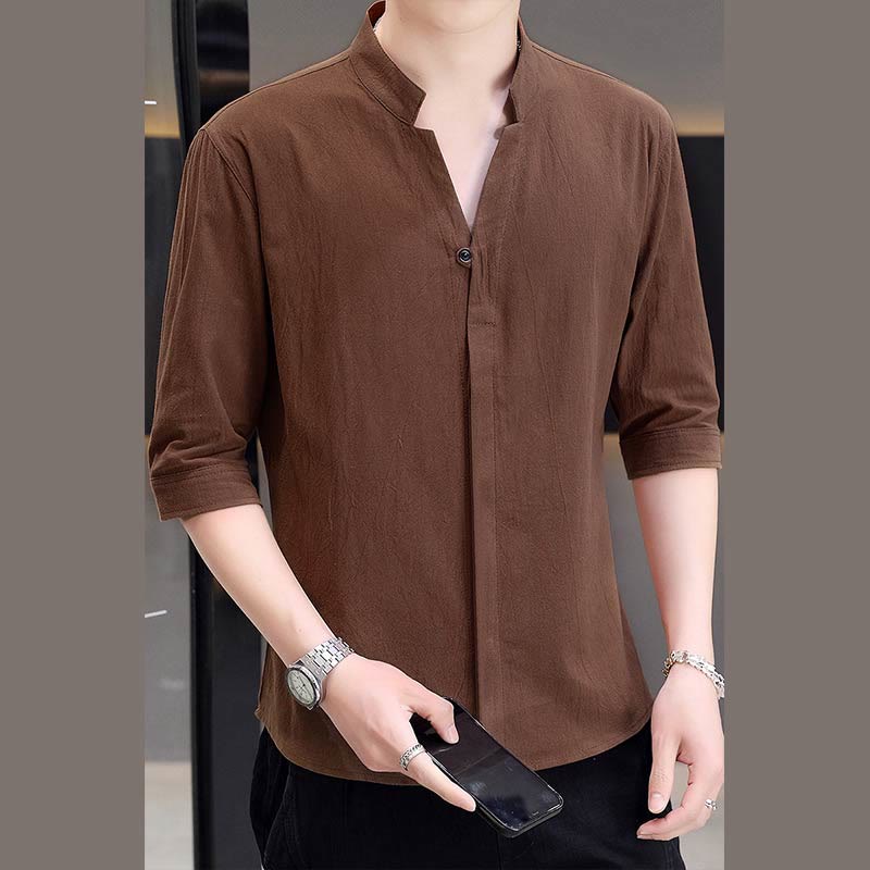 Camisa de verano de hombre de manga corta con botón de algodón Buddha Stones - Perú - US/UK/AU48, EU58 (6XL)  - image 13