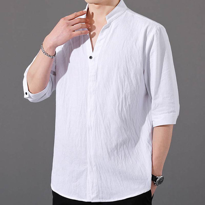Camisa de verano de hombre de manga corta con botón de algodón Buddha Stones - image 6