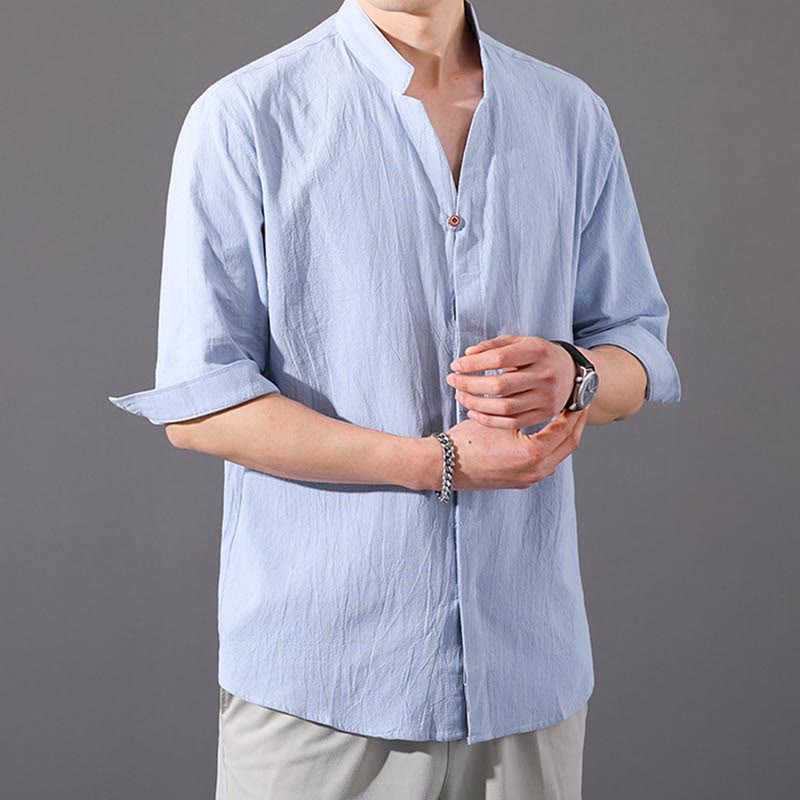 Camisa de verano de hombre de manga corta con botón de algodón Buddha Stones - image 1