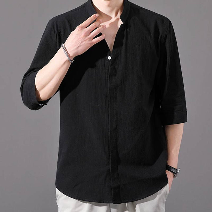 Camisa de verano de hombre de manga corta con botón de algodón Buddha Stones - image 11