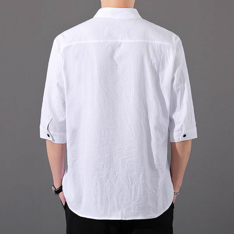 Camisa de verano de hombre de manga corta con botón de algodón Buddha Stones - image 5